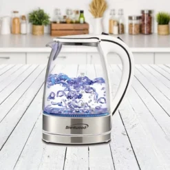 Brentwood 1.7L Tempered Glass Tea Kettle In White