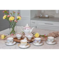 Ukonic Disney Princess 13-Piece Ceramic Tea Set | Ariel, Cinderella, Jasmine, Belle -Household Kettle Shop GUEST a8601391 85b9 4424 b196 cc265de46931