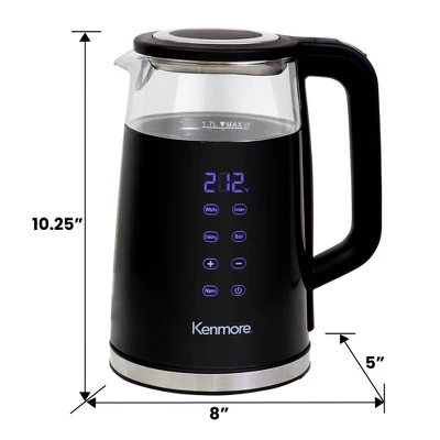 Kenmore Glass Electric Kettle 1.7L Digital Temperature Control Black: Cordless Water Kettle, Anti-Scale Filter 7 Kenmore Glass Electric Kettle 1.7L Digital Temperature Control Black: Cordless Water Kettle, Anti-Scale Filter - Image 5