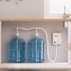 VEVOR Bottled Water Dispenser Pump System, 2x5 Gallon Dispensing System, Automatic Electric Water Dispenser, Double-Pipe Water Jug Pump, White