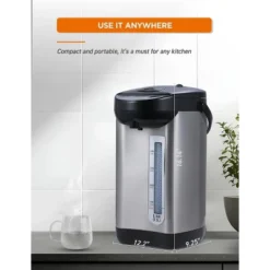 Commercial Chef Electric Hot Water Dispenser, 5.8 Qt., 360-Degree Base, 3 Dispensing Modes, Chlorine Removal, Stainless Steel