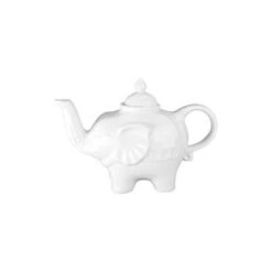 BIA Cordon Bleu Elephant Tea Set - 28oz Serving Teapot, 10oz Sugar Bowl, 11oz Creamer, Glossy White Porcelain, Durable & Dishwasher Safe Tabletop Trio
