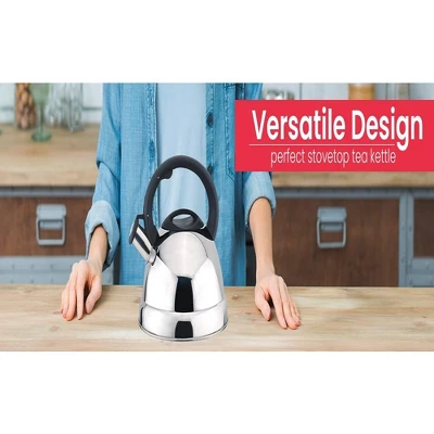J&V TEXTILES Stainless Steel Whistling Tea Kettle, 2.5-Quart 4 J&V TEXTILES Stainless Steel Whistling Tea Kettle, 2.5-Quart - Image 2