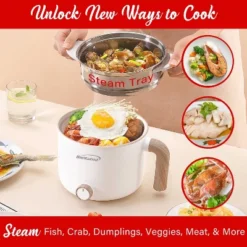 Brentwood 1.6-Qt. Multi-Function Electric Hot Pot Cooker With Stainless Steel Food Steamer And Ceramic Non-Stick Coating, White, HPS-3172W -Household Kettle Shop GUEST af49d838 6f07 482a 94f5 276c136fa187