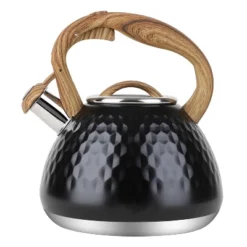 Itopfox Tea Kettle With Wood Handle, Loud Whistling Stainless Steel Teapot For Stovetops, Diamond Design, 2.7-Quart Black -Household Kettle Shop GUEST b21e41ef 13b5 42e2 ac1f db7b71d3ad30