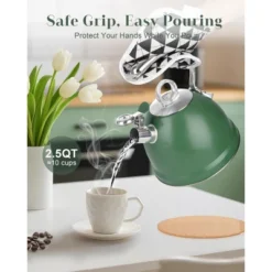 Itopfox Harriet Tea Kettle Stovetop, 2.5 Quart Whistling Stainless Steel Tea Pot With 3-Layer Base Unique Ergonomic Handle, Includes Pot Holder & Mat 13 Itopfox Harriet Tea Kettle Stovetop, 2.5 Quart Whistling Stainless Steel Tea Pot With 3-Layer Base Unique Ergonomic Handle, Includes Pot Holder & Mat -Household Kettle Shop GUEST b4078021 4e34 41fc b87d f5280a92d55a