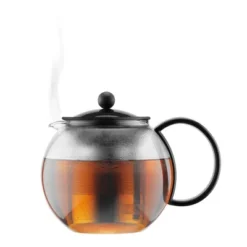 Bodum 34oz Assam Tea Press With Stainless Steel Filter: Glass Teapot & Infuser, Dishwasher-Safe, Black Handle -Household Kettle Shop GUEST b619880a b28e 43b1 bb91 8bfdb2ee31c9