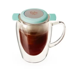 Pinky Up Erin Universal Tea Strainer With Lid - Stainless Steel Tea Infuser Basket For Loose Leaf - Single Metal Steeper Turquoise Set Of 1 -Household Kettle Shop GUEST b630edf9 8245 42a8 be66 2a6f86282e07