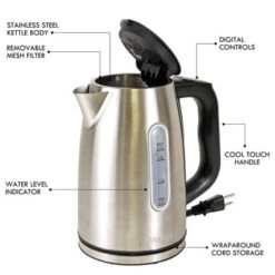 Kenmore 57.6oz Preset Programable Stainless Steel Electric Tea Kettle Black/Silver: 1.8L, Auto Shut-Off, LED Light 14 Kenmore 57.6oz Preset Programable Stainless Steel Electric Tea Kettle Black/Silver: 1.8L, Auto Shut-Off, LED Light -Household Kettle Shop GUEST b70c9ae6 141b 4318 bdc3 56cea16a9cc2