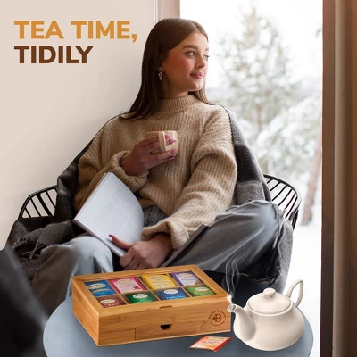 Bamboo Tea Bag Organizer - Tea Organizer: Wooden Tea Box With 8 Compartments, Acrylic Window, And Magnetic Lid, Keeps Tea Bags Fresh - Great Gift Idea 3 Bamboo Tea Bag Organizer - Tea Organizer: Wooden Tea Box With 8 Compartments, Acrylic Window, And Magnetic Lid, Keeps Tea Bags Fresh - Great Gift Idea