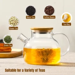 Itopfox Stovetop Safe Glass Teapot With Bamboo Lid And Removable Filter Spout, Clear Tea Kettle For Blooming And Loose Leaf Tea, Perfect For Camping -Household Kettle Shop GUEST b997a102 7afd 47ca a694 03ad48815882