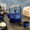 Juvale Set Of 6 Blue Cast Iron Floral Teapot Kettle Set, Japanese Tea Pot With Infuser, Trivet & 4 Teacups, 32 Oz -Household Kettle Shop GUEST b9c74292 83a8 451b a3ea 7ea935cd01d9