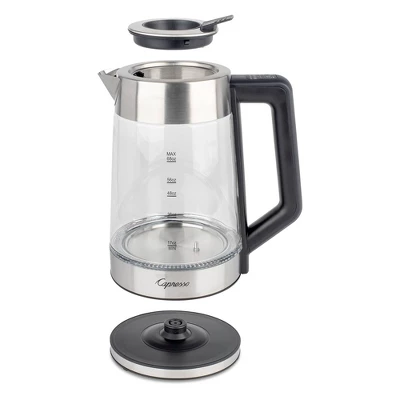 Capresso H2O Glass Select Electric Water Kettle: 68oz Rapid-Boil, LED Indicator, Stainless Steel Lid, 1500W Heater 4 Capresso H2O Glass Select Electric Water Kettle: 68oz Rapid-Boil, LED Indicator, Stainless Steel Lid, 1500W Heater - Image 2