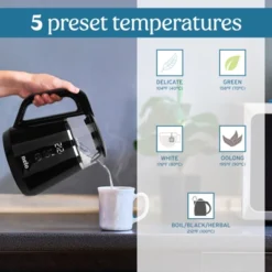 NELO Electric Kettle With 5 Temperature Control Presets, Large Digital Temperature Display, Multi-Colored LED Indicator Lights, BPA-Free, 1 Liter -Household Kettle Shop GUEST c0f15a5a 1823 4622 8231 d3b5ba45cb18
