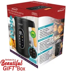 Brentwood 1,100-Watt 1.7-L Cordless Cool-Touch Digital Electric Kettle With Stainless Steel Interior, KT-2014DBK In Black