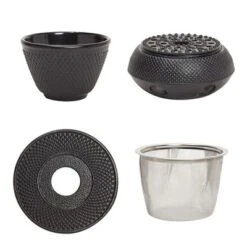 Juvale Hobnail Black Cast Iron Tea Kettle For Stovetop - Japanese Tea Pot Set With Infuser, Trivet, Warmer, 4 Teacups, 40 Oz -Household Kettle Shop GUEST c4e99c0e 3e32 4375 a667 f89ca3992ddb