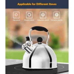 Itopfox 2 Quart Stainless Steel Whistling Tea Kettle, Stovetop Teakettle With Ergonomic Folding Handle, Small Teapot For Tea, Coffee, Silver -Household Kettle Shop GUEST c684e612 a3a9 4f2f 9c22 7e20667c4b88