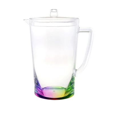 Gulches 2.75 Quarts Oval Halo Design Unbreakable Plastic Water Pitcher With Lid - BPA Free, Ideal For Drinks & Juices, With Spout,muti 4 Gulches 2.75 Quarts Oval Halo Design Unbreakable Plastic Water Pitcher With Lid - BPA Free, Ideal For Drinks & Juices, With Spout,muti - Image 2