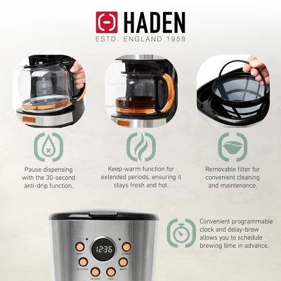 Haden Heritage 1.7 Liter Stainless Steel Electric Kettle Bundled With 12 Cup Drip Coffee Maker, Coffee Machine With Auto Shut-Off, Steel & Copper 5 Haden Heritage 1.7 Liter Stainless Steel Electric Kettle Bundled With 12 Cup Drip Coffee Maker, Coffee Machine With Auto Shut-Off, Steel & Copper - Image 3