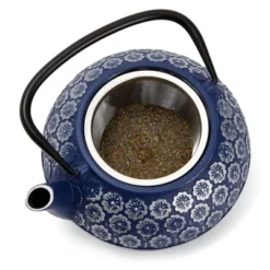 Juvale Japanese Cast Iron Teapot With Infuser For Loose Leaf And Tea Bags, Kettle Includes Handle And Lid (Blue, 34oz) -Household Kettle Shop GUEST c795c713 eeb1 4b60 86aa 19c156e4a340