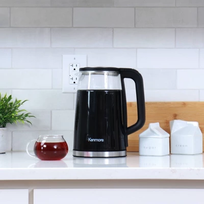 Kenmore Glass Electric Kettle 1.7L Digital Temperature Control Black: Cordless Water Kettle, Anti-Scale Filter 3 Kenmore Glass Electric Kettle 1.7L Digital Temperature Control Black: Cordless Water Kettle, Anti-Scale Filter
