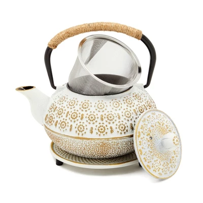 3 Piece Set Japanese Cast Iron Teapot - Loose Leaf Tetsubin With Handle, Stainless Steel Infuser, And Trivet 13 3 Piece Set Japanese Cast Iron Teapot - Loose Leaf Tetsubin With Handle, Stainless Steel Infuser, And Trivet - Image 11