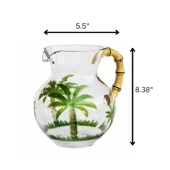 Gulches 3 Quarts Palm Tree Design Unbreakable Plastic Water Pitcher - BPA Free, With Lid & Spout, Ideal For Drinks & Juices