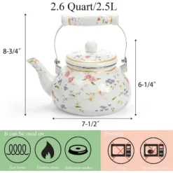 Itopfox Vintage Floral Enamel Tea Kettle With Porcelain Handle For Stovetop, Home Kitchen, Camping, Perfect Gift For Housewarming, Wedding 11 Itopfox Vintage Floral Enamel Tea Kettle With Porcelain Handle For Stovetop, Home Kitchen, Camping, Perfect Gift For Housewarming, Wedding -Household Kettle Shop GUEST cb819de4 7352 43f0 b675 992040cabf49