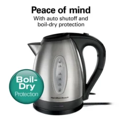 Hamilton Beach 1.7L StainSteel Kettle 40880: 1500W Electric Tea Kettle, Silver, Plastic Handle & Lid, 1 Year Warranty -Household Kettle Shop GUEST d139dd34 c779 4157 b43c eb226624d51a
