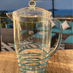 Gulches 2.5 Quarts Swirl Unbreakable Plastic Water Pitcher With Lid - BPA Free, Ideal For Drinks & Juices, With Spout,Blue -Household Kettle Shop GUEST d4783376 35e4 4bee ac3e 8b88664fdc49