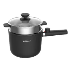 Brentwood 600-Watt 1.6-Qt. Multifunction Electric Hot Pot Cooker With Ceramic Non-Stick Ceramic Coating And Stainless-Steel Food Steamer, Black -Household Kettle Shop GUEST d49c1aaa d1d2 40bc bb28 22c625abd51d