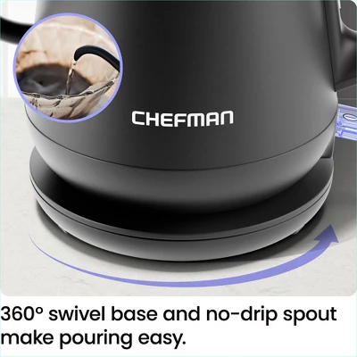 Chefman Precise Pour 0.8L Electric Gooseneck Kettle With Automatic Shut-Off – Black 7 Chefman Precise Pour 0.8L Electric Gooseneck Kettle With Automatic Shut-Off – Black - Image 5