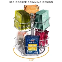 VIDAXL 2-Tier Tea Bag Spinning Carousel Organizer, Revolving Countertop Storage For Pantry, Holds Up To 60 Large Tea Bags, Ideal For Matcha Station -Household Kettle Shop GUEST d6034947 31ce 47db b33f 2ca381caf82b
