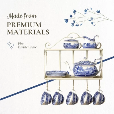 Spode Blue Italian Teapot With Infuser - 40 Oz Countryside-Inspired Ceramic Teaware For Afternoon Tea, Earthenware Brunch Tableware 5 Spode Blue Italian Teapot With Infuser - 40 Oz Countryside-Inspired Ceramic Teaware For Afternoon Tea, Earthenware Brunch Tableware - Image 3