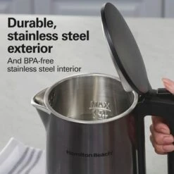 Hamilton Beach 1.7Liter DoubleWall Dig SS Kettle 40851: Electric Water & Tea Heater, 1.7L, Stainless Steel, 1500W, Black -Household Kettle Shop GUEST d73f4251 11a4 4996 9097 50cb4e53fd59