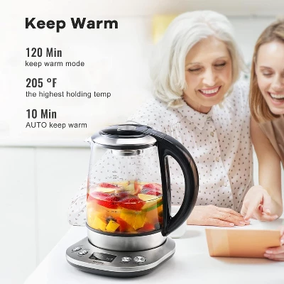 Mecity Electric Tea Kettle - 1.7L Glass, Temp Control, Preset Programs, Removable Infuser, 1200W 9 Mecity Electric Tea Kettle - 1.7L Glass, Temp Control, Preset Programs, Removable Infuser, 1200W - Image 7