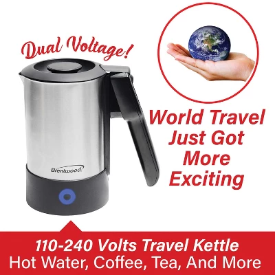 Brentwood KT-1506S 1000-Watt 20-Oz. Dual-Voltage Stainless Steel Electric Travel Kettle, Automatic Shutoff In Silver 10 Brentwood KT-1506S 1000-Watt 20-Oz. Dual-Voltage Stainless Steel Electric Travel Kettle, Automatic Shutoff In Silver - Image 8