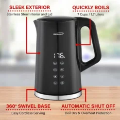Brentwood 1,100-Watt 1.7-L Cordless Cool-Touch Digital Electric Kettle With Stainless Steel Interior, BTWKT2015DBK In Black -Household Kettle Shop GUEST d9f49869 72d6 4249 b8d8 f93809ac8a04