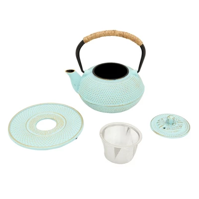 Juvale Cast Iron Teapot With Infuser - Japanese Tea Kettle, Loose Leaf Tetsubin With Trivet (Green, 3 Pcs, Holds 18 Oz,500 Ml) 6 Juvale Cast Iron Teapot With Infuser - Japanese Tea Kettle, Loose Leaf Tetsubin With Trivet (Green, 3 Pcs, Holds 18 Oz,500 Ml) - Image 4