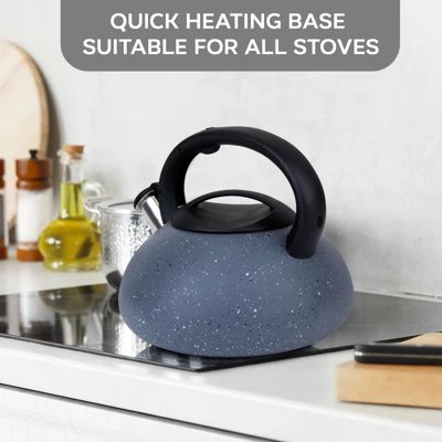 Elle Décor 3 Quart Stovetop Whistling Tea Kettle, Granite Finish, Fast Boil For Gas & Electric Stovetops 4 Elle Décor 3 Quart Stovetop Whistling Tea Kettle, Granite Finish, Fast Boil For Gas & Electric Stovetops - Image 2