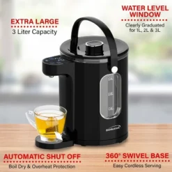 Brentwood 1,100-Watt 3-L Digital Glass Instant Hot Water Dispenser With Tea Infuser, KT-2230BK In Black -Household Kettle Shop GUEST dbc5ea31 d0de 4ac9 a3ef a553cbdee8e7