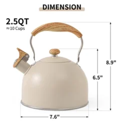 Itopfox Stovetop Tea Kettle With Whistling Feature, 2.5 Quart Capacity, Food-Grade Stainless Steel Construction, Wooden Handle, Creamy White Finish -Household Kettle Shop GUEST dc5167b2 58eb 48da bfcf c4ad0c4b7e87