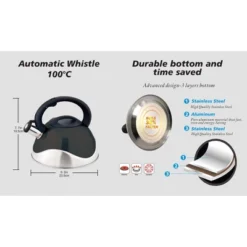 J&V TEXTILES 3qt Stainless Steel Tea Kettle -Household Kettle Shop GUEST dc701ea5 89ac 4247 94af 791998f6ca44