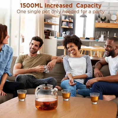 Itopfox Glass Teapot With Removable Infuser, Stovetop Safe Large Tea Pot For Blooming & Loose Leaf, Hand Crafted Kettle With Stainless Steel Strainer 8 Itopfox Glass Teapot With Removable Infuser, Stovetop Safe Large Tea Pot For Blooming & Loose Leaf, Hand Crafted Kettle With Stainless Steel Strainer - Image 6