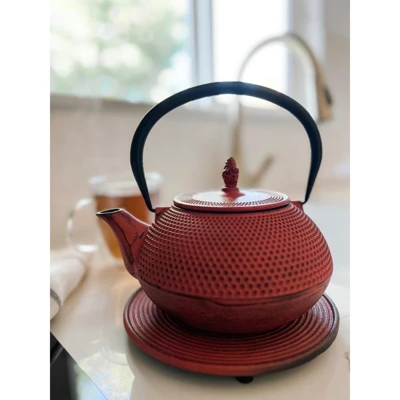 Frieling JA "Arare" CAST IRON TEAPOT 40.5 Fl. Oz. Red With Trivet 3 Frieling JA "Arare" CAST IRON TEAPOT 40.5 Fl. Oz. Red With Trivet