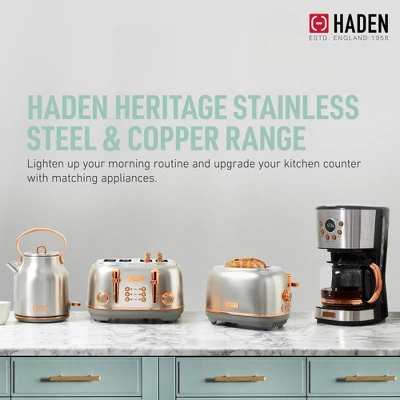 Haden Heritage 1.7 Liter Stainless Steel Electric Kettle Bundled With 12 Cup Drip Coffee Maker, Coffee Machine With Auto Shut-Off, Steel & Copper 7 Haden Heritage 1.7 Liter Stainless Steel Electric Kettle Bundled With 12 Cup Drip Coffee Maker, Coffee Machine With Auto Shut-Off, Steel & Copper - Image 5