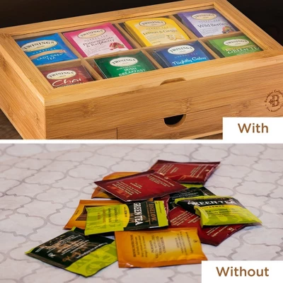 Bamboo Tea Bag Organizer - Tea Organizer: Wooden Tea Box With 8 Compartments, Acrylic Window, And Magnetic Lid, Keeps Tea Bags Fresh - Great Gift Idea 8 Bamboo Tea Bag Organizer - Tea Organizer: Wooden Tea Box With 8 Compartments, Acrylic Window, And Magnetic Lid, Keeps Tea Bags Fresh - Great Gift Idea - Image 6