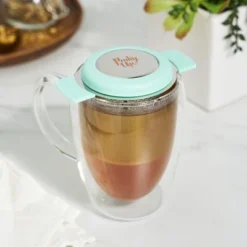 Pinky Up Erin Universal Tea Strainer With Lid - Stainless Steel Tea Infuser Basket For Loose Leaf - Single Metal Steeper Turquoise Set Of 1 -Household Kettle Shop GUEST e9126ab7 bd8b 4e5d 9f2c dc4251a6bee4