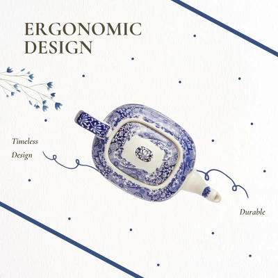 Spode Blue Italian Teapot With Infuser - 40 Oz Countryside-Inspired Ceramic Teaware For Afternoon Tea, Earthenware Brunch Tableware 7 Spode Blue Italian Teapot With Infuser - 40 Oz Countryside-Inspired Ceramic Teaware For Afternoon Tea, Earthenware Brunch Tableware - Image 5