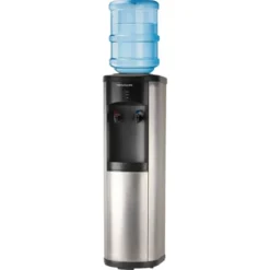 Frigidaire Top Loading Water Cooler Stainless Steel: 5 Gallon Electric Dispenser, Hot & Cold, Freestanding, Safety Switch